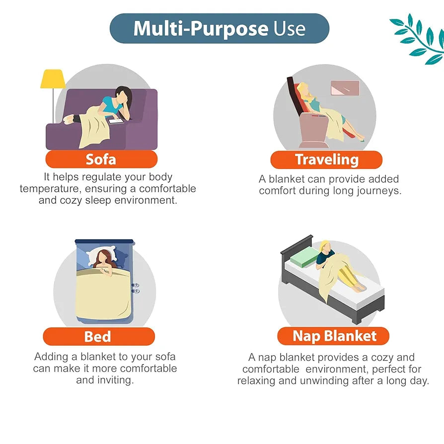 Divine Casa Pure Cotton Printed Single Dohar 120 GSM Soft & Lightweight Throw Blanket Colour Iris Deep