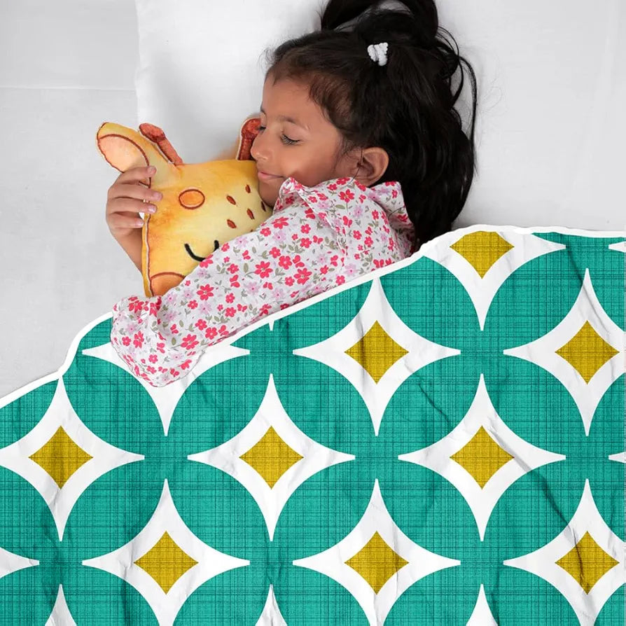 Divine Casa Cotton 120 GSM New Born All Season Ultrasoft Reversible Single Baby Blanket for Babies Colour Green