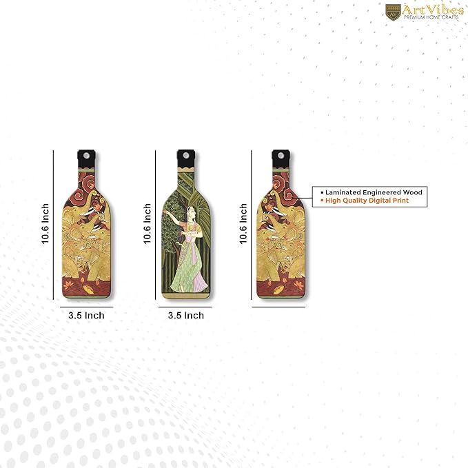 Artvibes Indian Folk Art Wooden Wall Hanging for Home Decor | Set of 3