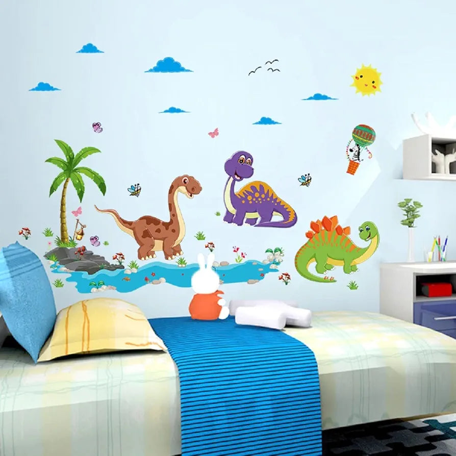Jaamso Royals Wall Stickers for Kids Room Multicolour Dinosaur