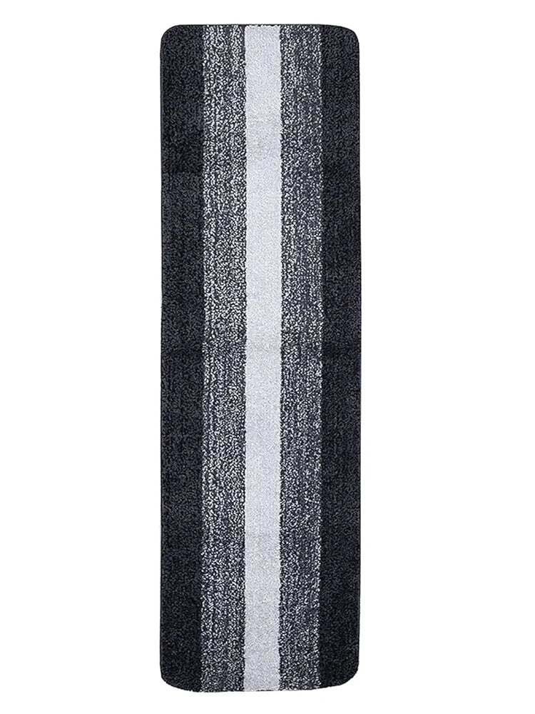 Saral Home Easy Living Microfiber Striped Rectangle Anti-skid Runner Colour Black