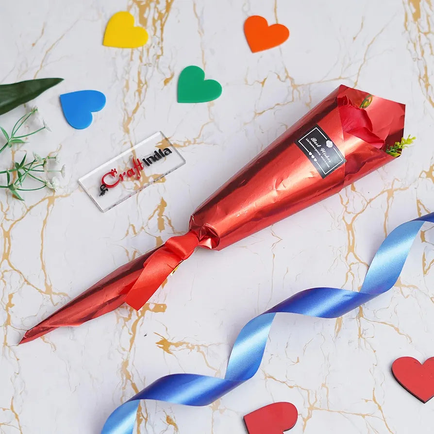 Best Wishes Artificial Red Rose Flower Decorative Showpiece