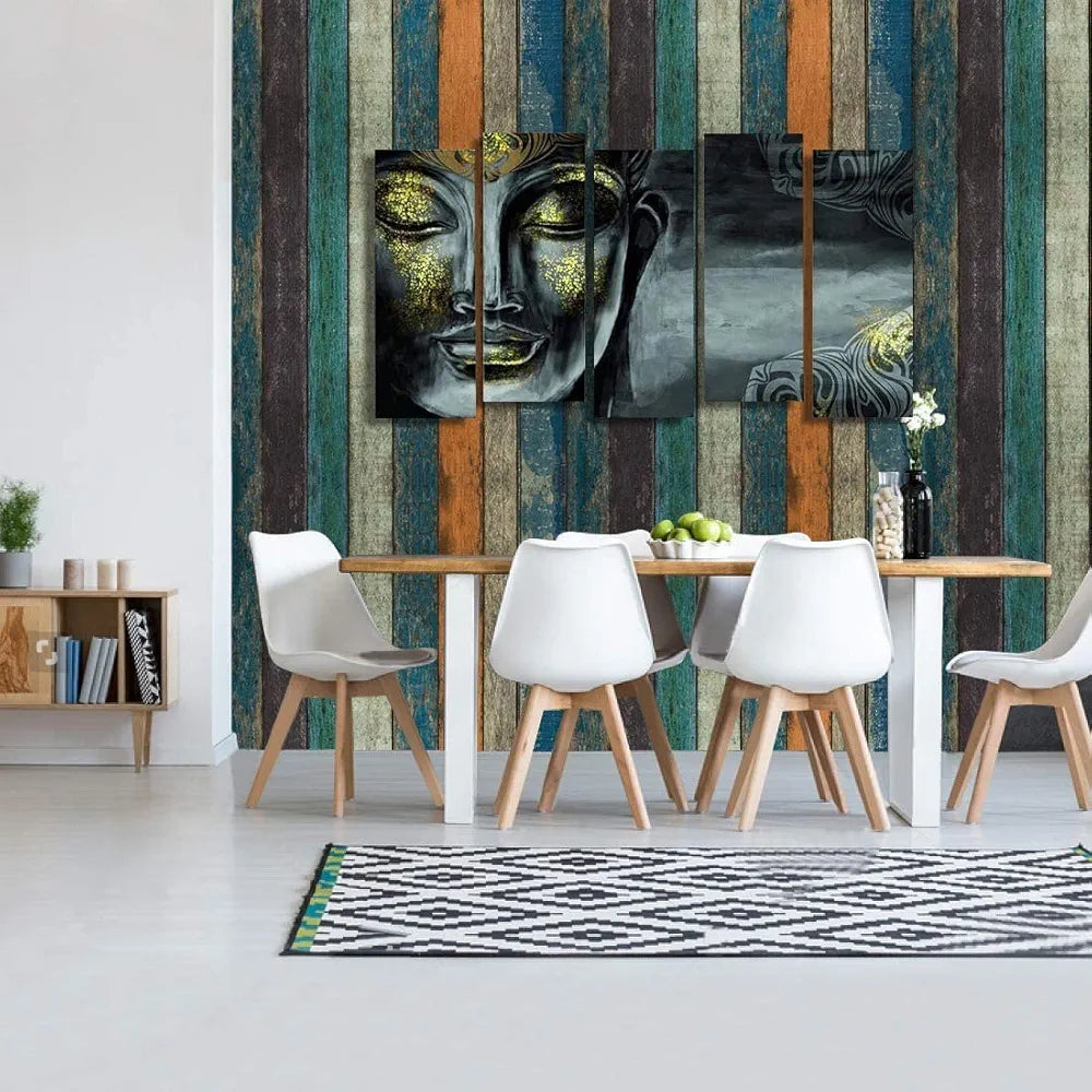 Jaamso Royals Multicolor Simulation Retro Striped Peel and Stick Self Adhesive Pvc Vinyl Wallpaper Design 11