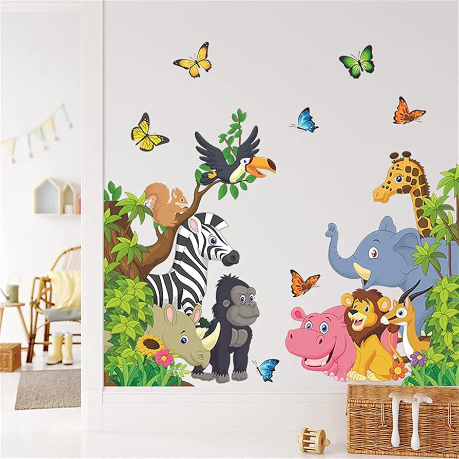 Jaamso Royals Forest Animal Tree Self-adhesive Vinyl Wall Sticker for Kids