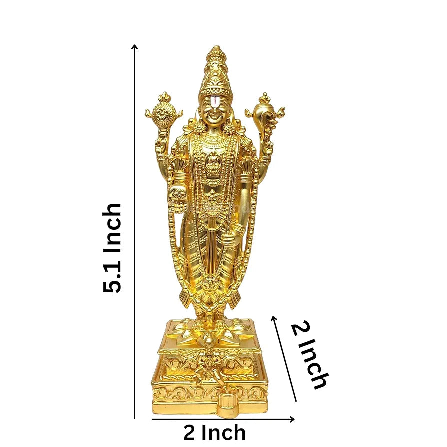 Gold Art India Lord Tirupati Balaji Gold Plated Matte Idol with Garuda