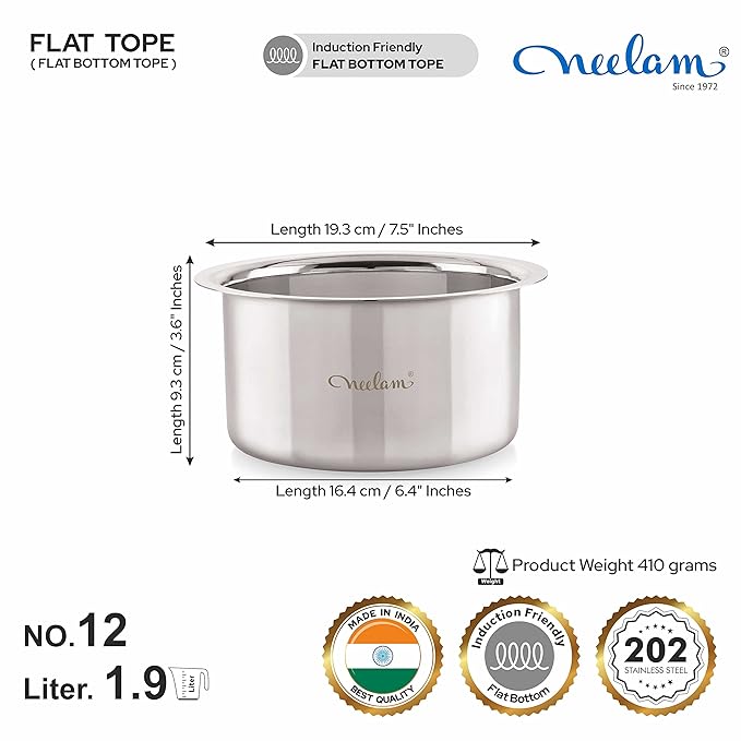 Neelam Stainless Steel 12 22G Flat Bottom Tope - 500  gms