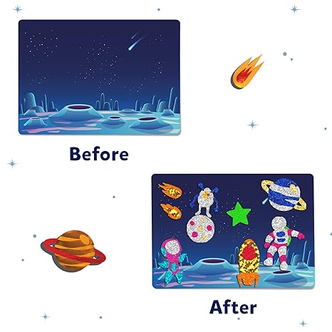 Skillmatics Art & Craft Activity Foil Fun Space No Mess Art for Kids Creative Activity