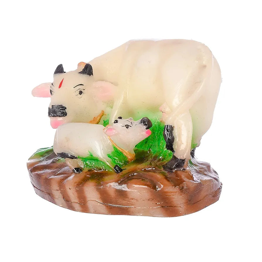 Jaipur Ace Decorative Polystone Cow and Calf Big Statue/idol 8 Inch COW-MILK-03