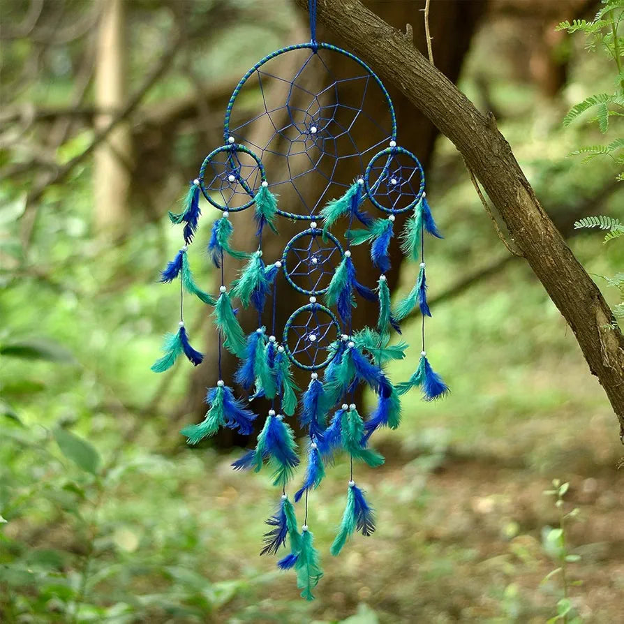 Dream Catcher Traditional Indian Dreamcatcher Wall Art Big Blue Green DC