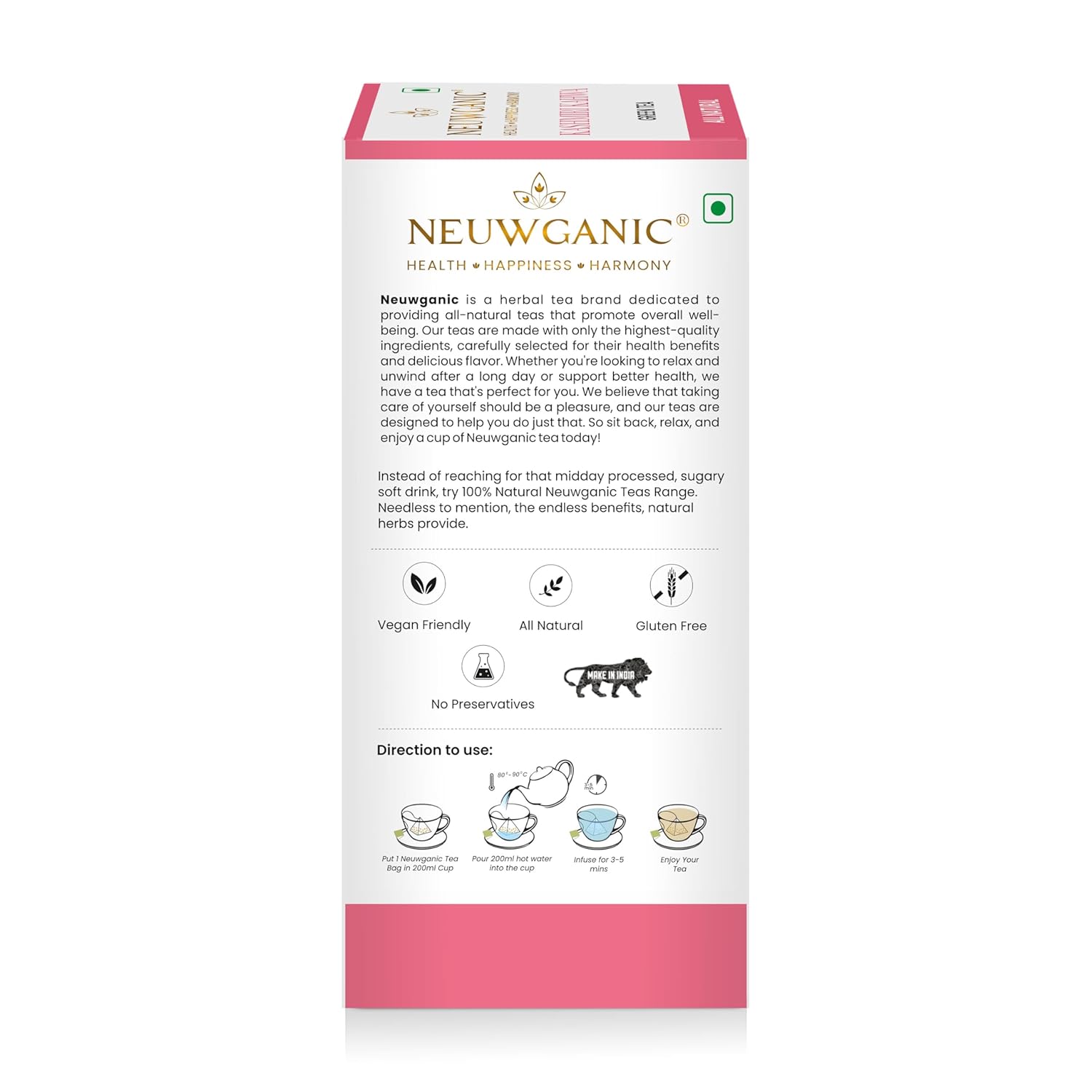 Neuwganic - Kashmiri Kahwa Green Tea Bags - 25 Pyramid Tea Bags