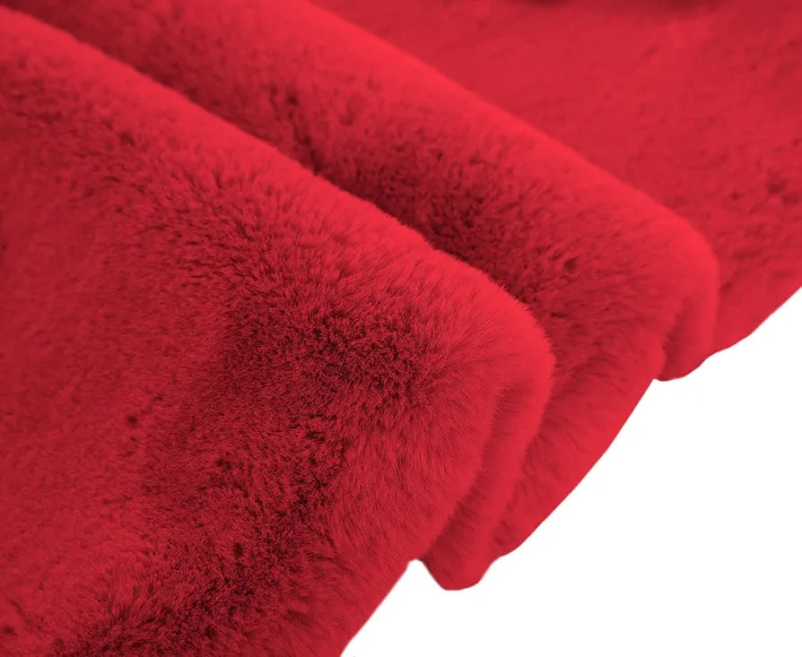 Luxe Home International Rabbit Fur Rectangular Carpet Soft Anti Slip Skid Ruffle Mats 4X6 Feet  Colour Maroon
