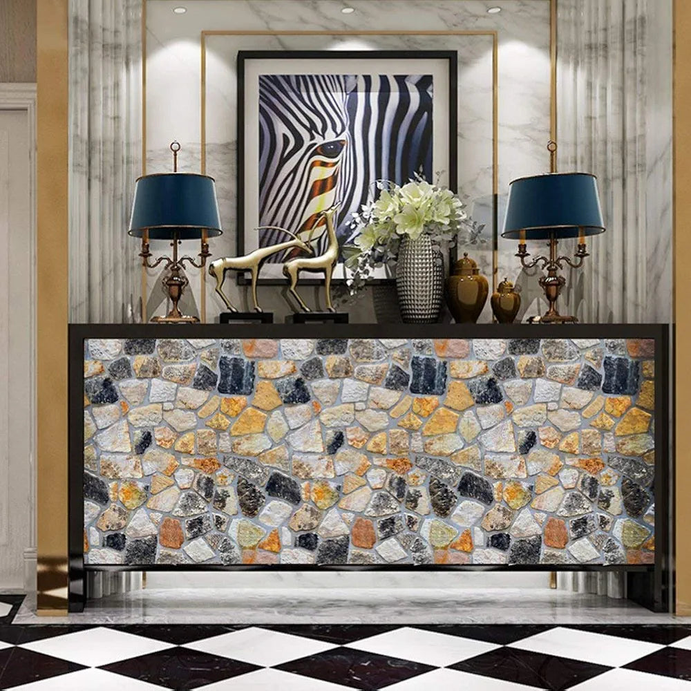 Jaamso Royals New 3d Effect Stone Peel and Stick Self Adhesive Wallpaper Wall Sticker Wallpaper 6