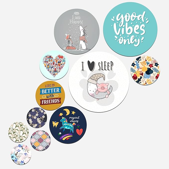 Artvibes Designer Wooden Wall Hanging for Home Decoration | Wall Decor Hanging Ornaments | Pack of 11 Pieces