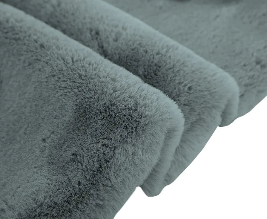 Luxe Home International Rabbit Fur Rectangular Mat Soft Anti Slip Skid Ruffle Mats 60X90 Cm Rug Colour Grey