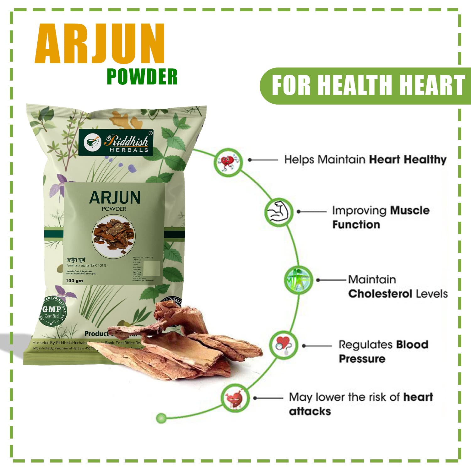 Riddhish Herbals Arjun Chaal Powder Pack of 3 - 100 gms