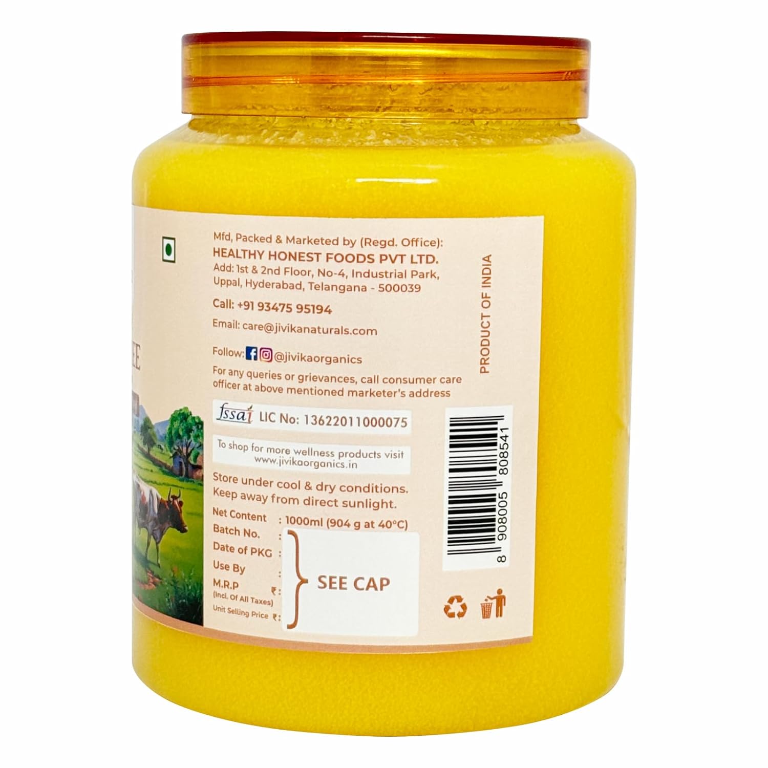 Jivika Premium Cow Ghee - Single Origin - 1000 ml