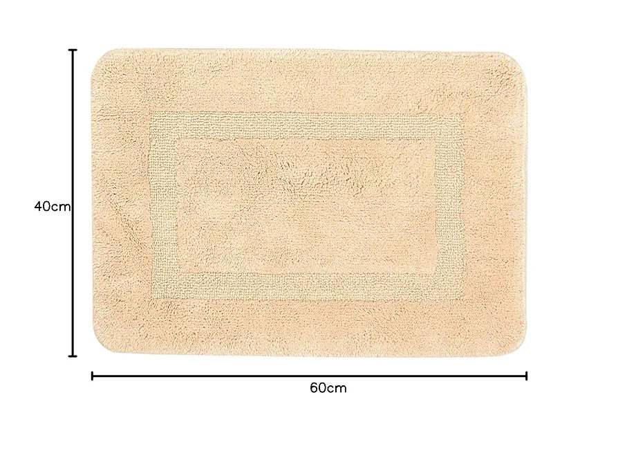 Saral Home Easy Living Cotton Anti Slip Bathmat Set With Contour Beige