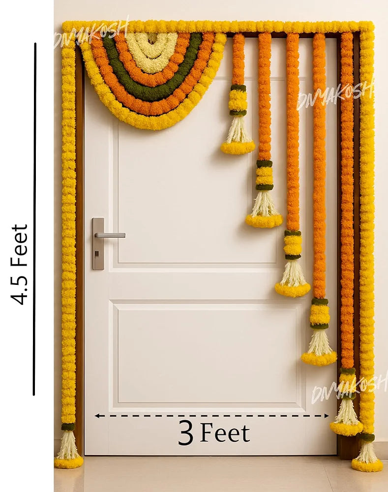 Artificial Marigold Flower Full Door Decoration 38 inches