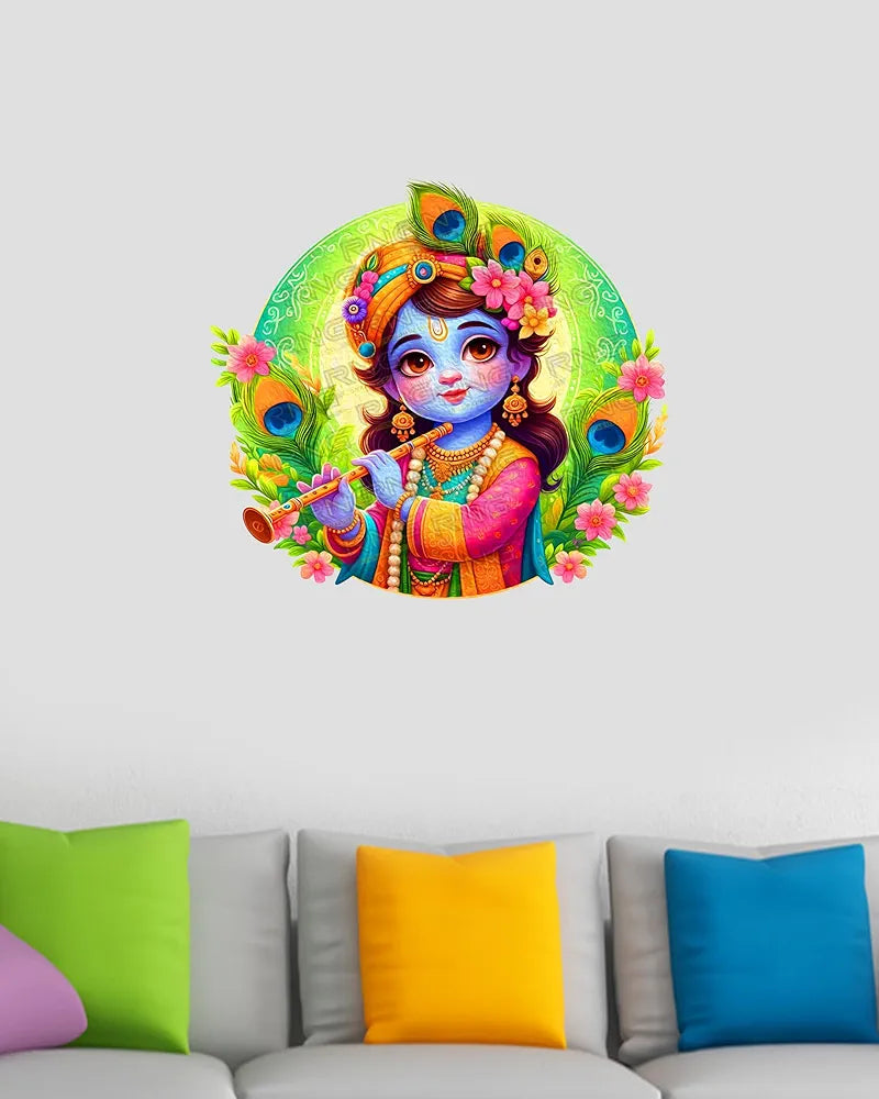 Rng Graphics Pvc Vinyl Krishna Wall Stickers Multicolor 49 Cm X 45cm DW-146L