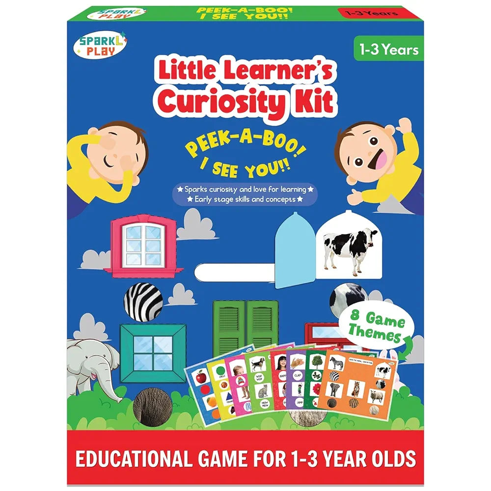 SparkLPlay Busy Book for Toddlers 1–3 | Peek A Boo Curiosity Kit | Montessori Activity Binder & Educational Toy | Learn Body Parts, Shapes, Emotions, Sounds | Birthday Gift for Boys & Girls Ages 1–3