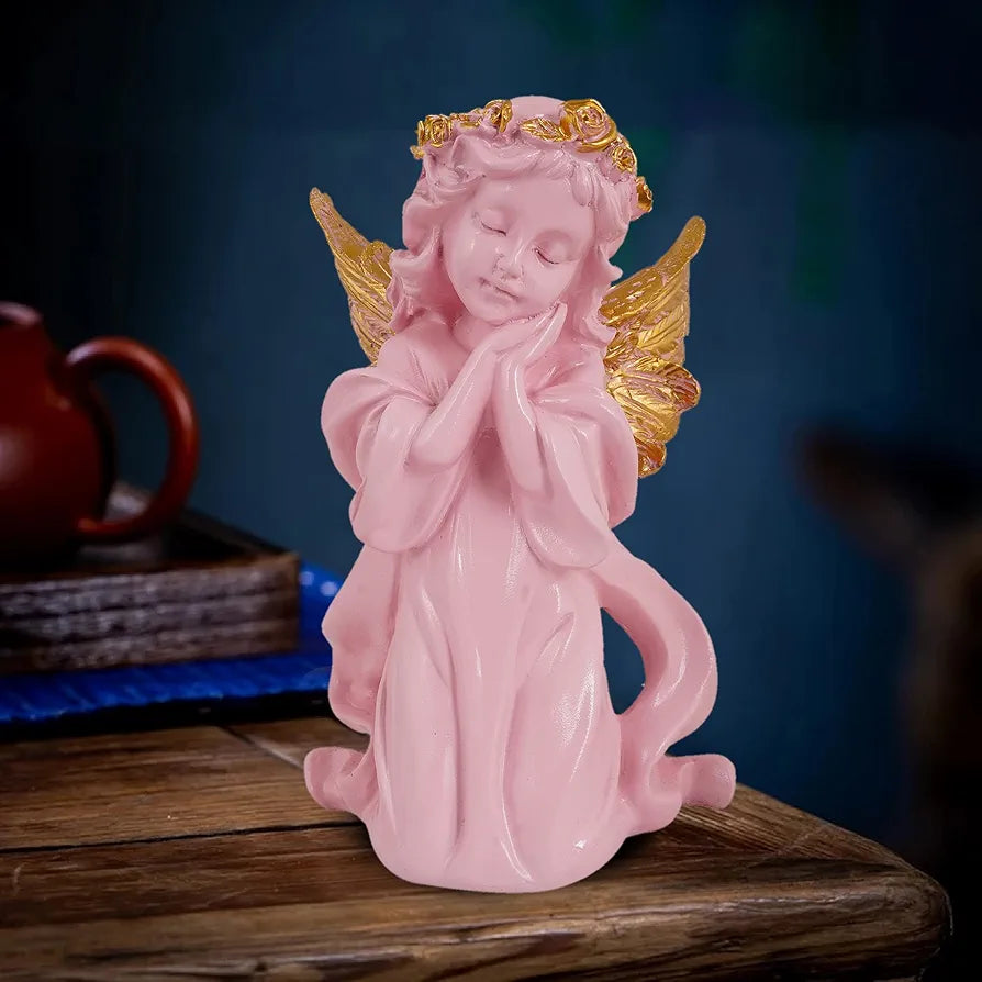 Zart Angel Girl Showpiece for Home Decor Winged Fairy Statue Angel Pink SHG