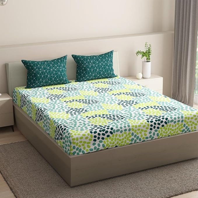 Wakefit Bedsheet for Queen Size Bedsheet for Queen Size Bed 2 Pillow Covers Elastic Fitted