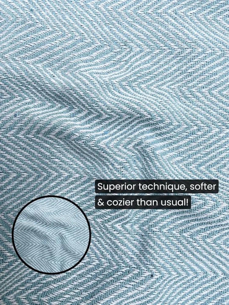 Sajavat Home Hand Knitted Pure Cotton 3 Seater Sofa Throw Colour Sky Blue