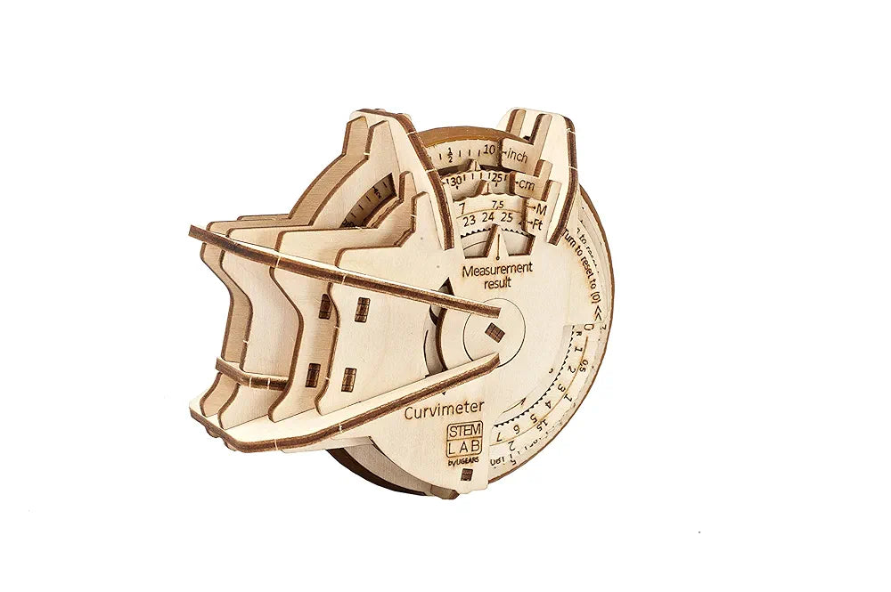 UGEARS STEM Lab Math Series - Curvimeter - Unique Educational and Engineering 3D Puzzles with App | DIY Mechanical Science Kit for Self Assembly | Creative 3D Wooden Puzzles for Adults and Children