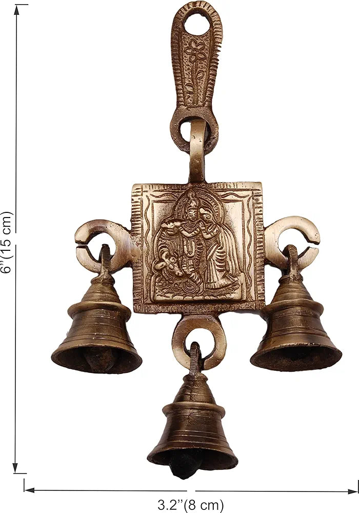 Two Moustaches Brass Radha Krishna Hanging Bells