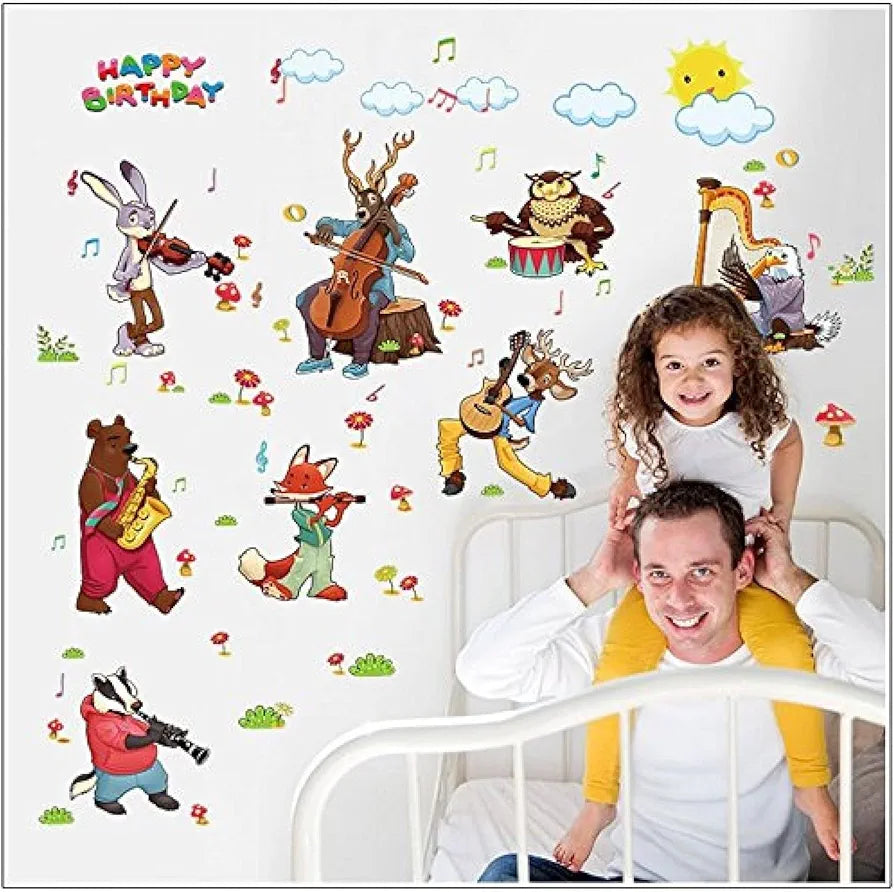 Jaamso Royals Multicolor Zoo Animal Bear Wall Sticker Waterproof and Removable Sticker Zoo Animal Bear Wall Sticker