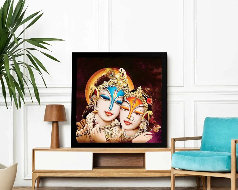 ArtX Radha Krishna Love Big Canvas Painting With Frame Multicolour