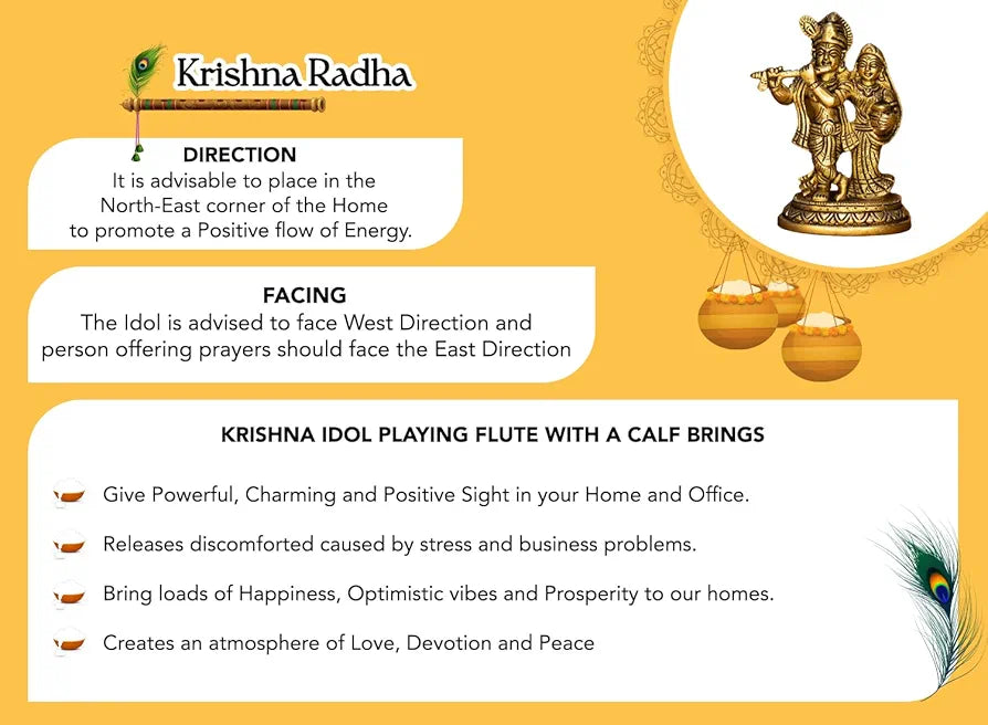 Ekhasa Pure Brass Radha Krishna Murti Radha Krishna Big