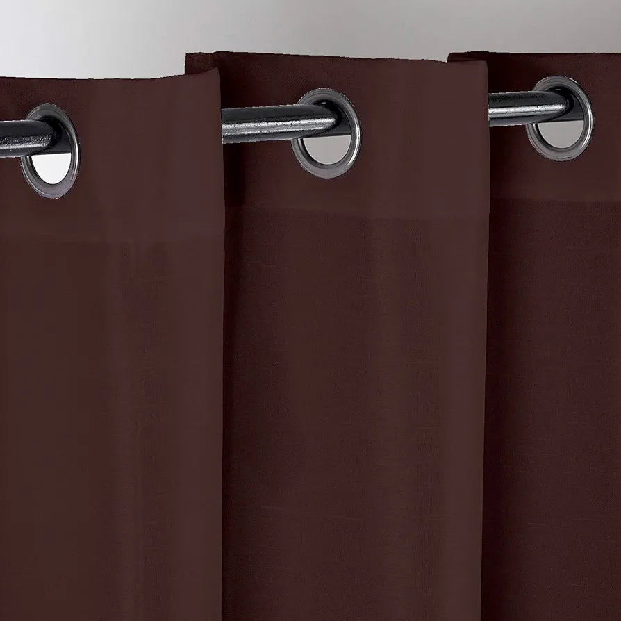 Divine Casa 7 Feet Super Satin Semi Blackout Door Curtains Colour Chocolate Brown Solid Sunlight Blocking Panels (Pack of 2)