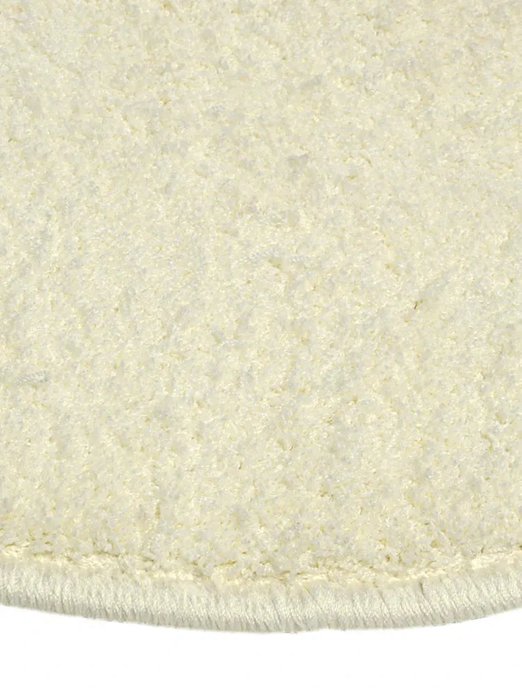 Saral Home Neon Shaggy Yarn Anti-Skid Round Mats Colour Ivory