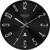 Harris & Co. Clockmasters Silent Sweep Noiseless Technology Analog Wall Clock With Metal Golden 3d Numbers Black