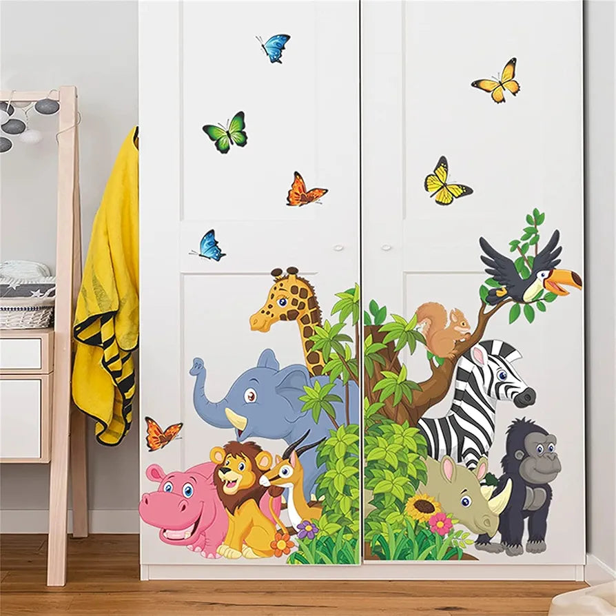 Jaamso Royals Forest Animal Tree Self-adhesive Vinyl Wall Sticker for Kids