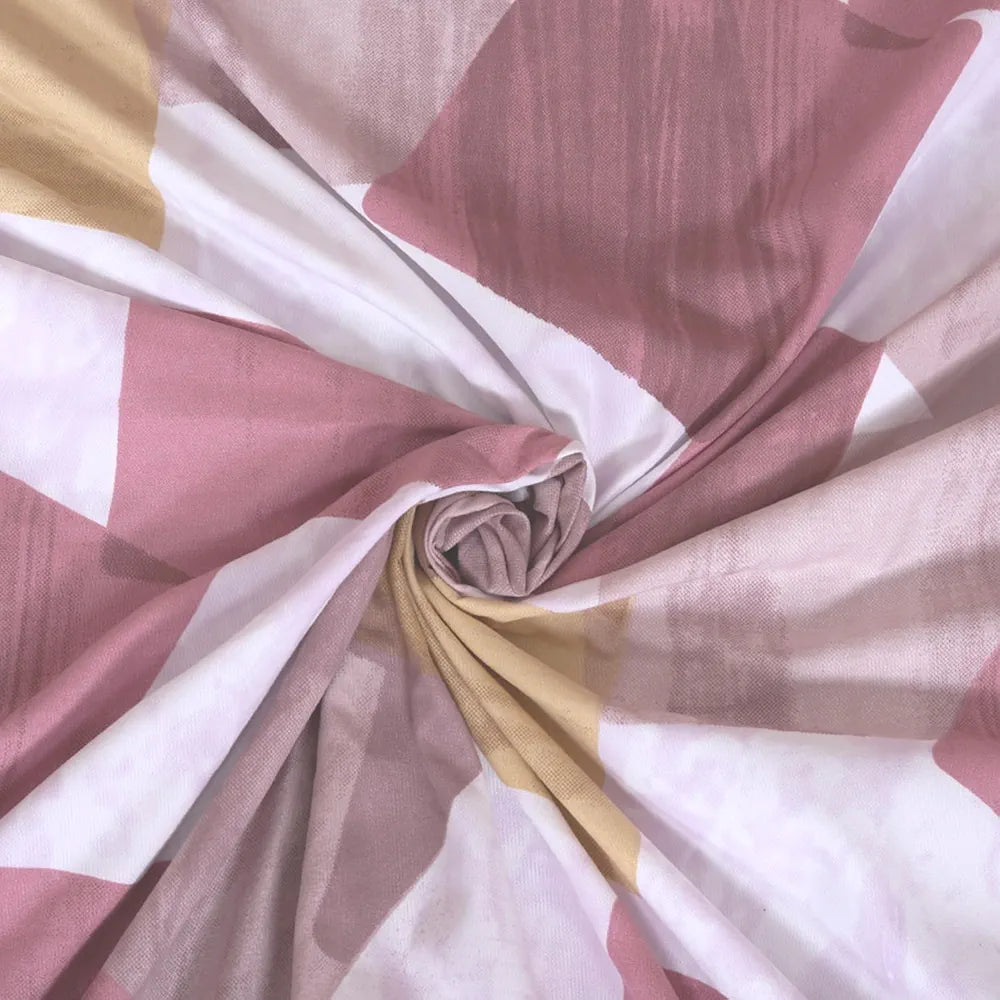 Cloth Fusion Glace Cotton Elastic 18Floral Beige6tc Abstract Fitted Bedsheet for Double Bed King Size with 2 Pillow Covers Square Brown