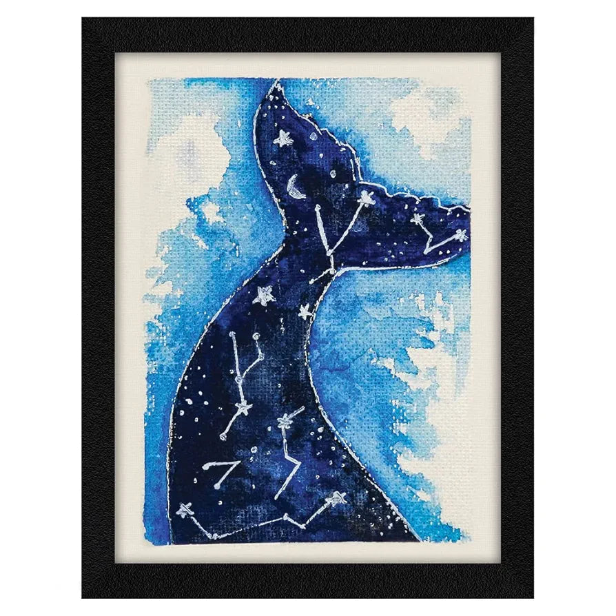 ArtX Paper Cosmic Dolphin Frame Wall Art Painting
