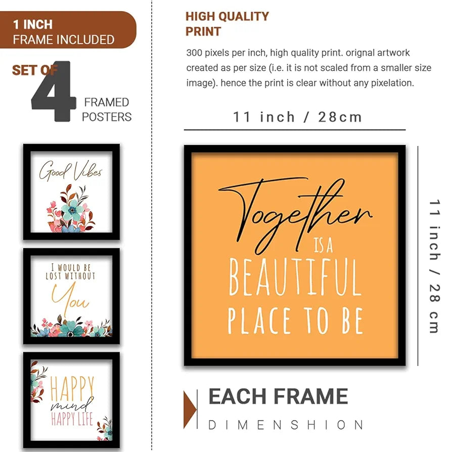 Kotart Together is Quotes Frames for Wall Decor Motivational Wall  Set of 4