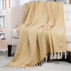 Homadorn All Season Cotton Weaved Throw Blanket Colour Yellow