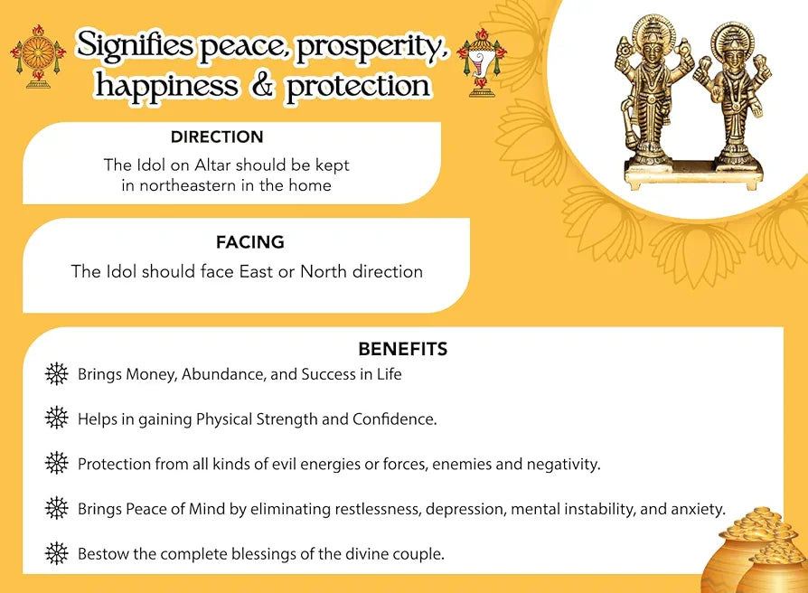 Ekhasa Pure Brass Vishnu Laxmi Murti for Puja