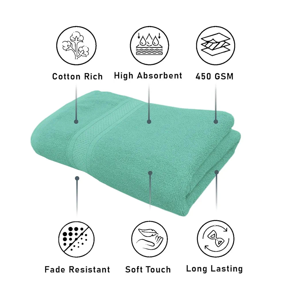 Luxe Home Cotton Bath Towel 450 GSM Quick Dry Large Size Bathroom Towels Colour Aqua