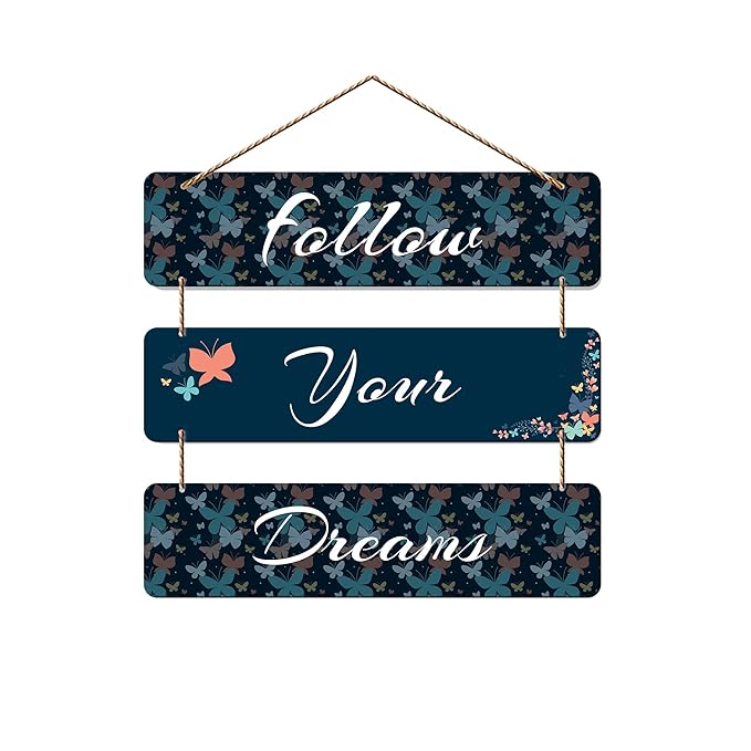 Artvibes Follow Your Dreams Wooden Wall Hanger for Home Decor | Artworks Mordern Hanging