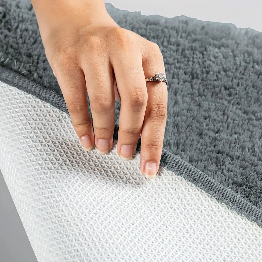Luxe Home International Microfiber Bath Mat Super Soft Non Slip Vegas Rectangular Mats 60x90 cm Colour Grey