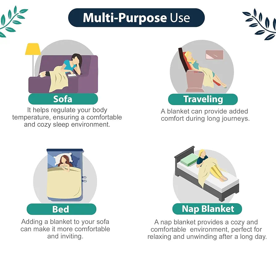 Divine Casa 120 GSM Microfiber Single Kids Dohar Soft & Lightweight Throw Blanket Floral Pattern Colour Bristol Blue