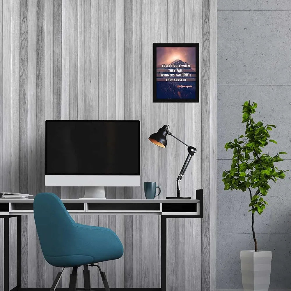 ArtX Paper Motivational Inspirational Quotes Losers Quit Framed Wall Art Painting