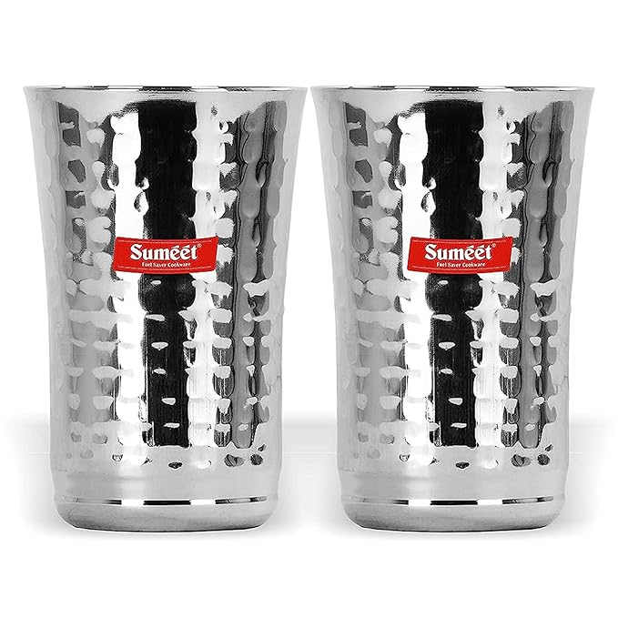 Sumeet Stainless Steel Big Lassi Glass 2 Pieces 300 ml Each