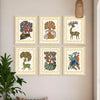 ArtX Paper Indian Gond Art Paintings with Frame Gond-SO6-02 Set of 6