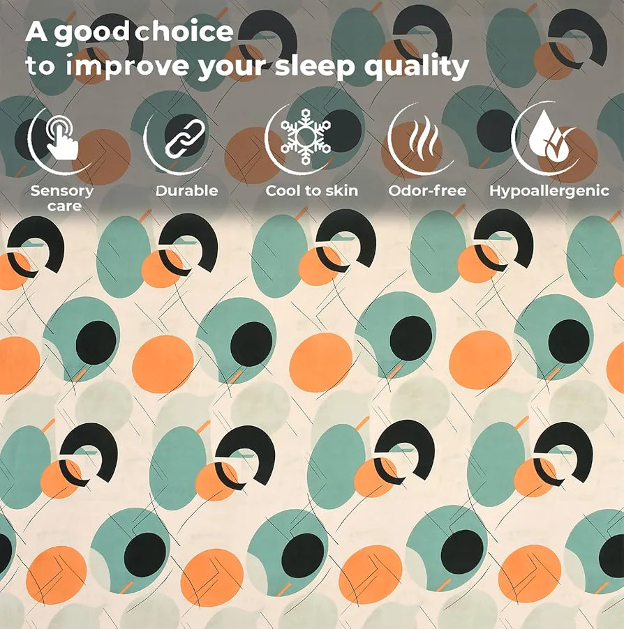 Fresh From Loom Double Bed King Size Bedsheet 240 TC Anti Fade Printed Bed Cover with 2 Pillow Cover Oval Seegreen