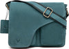 Leather 11 inch Laptop Messenger Bag for Men I Dedicated Laptop Compartment I Adjustable Strap | Blue Hunter
